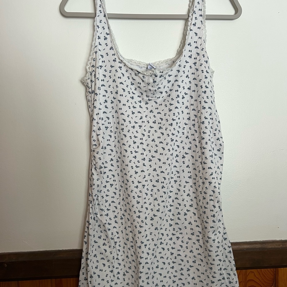 Old Navy Maternity Pajama Romper with Blue Floral Design